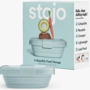 Stojo 24 Oz Collapsible Sandwich Lunch  Box Aquamarine Work School Sustainable